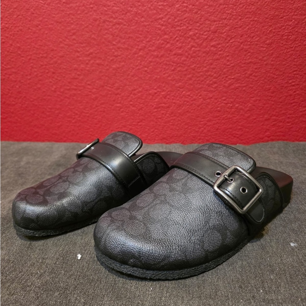 Coach Dark Brown Monogram Clogs